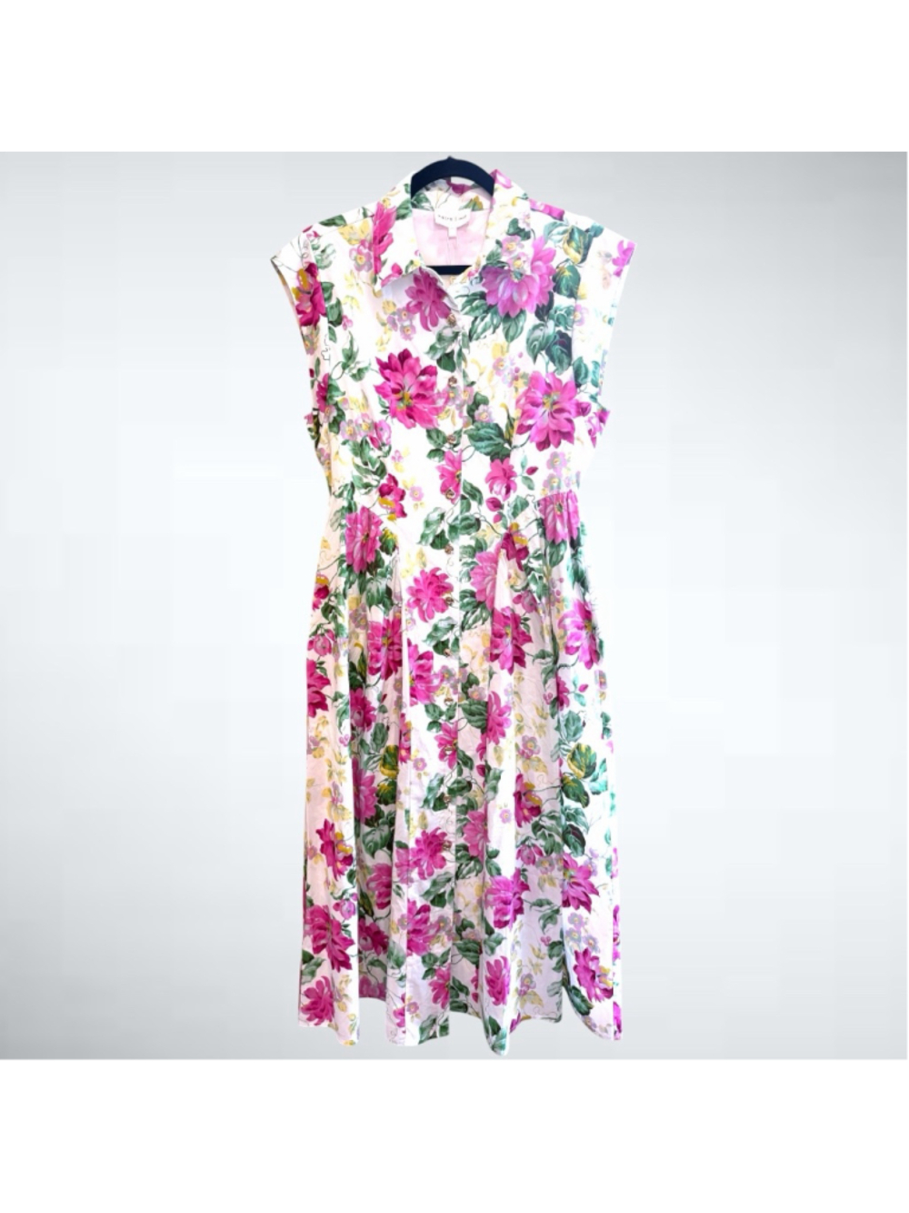 Entro Floral Print Cap Sleeve Midi Dress Size S